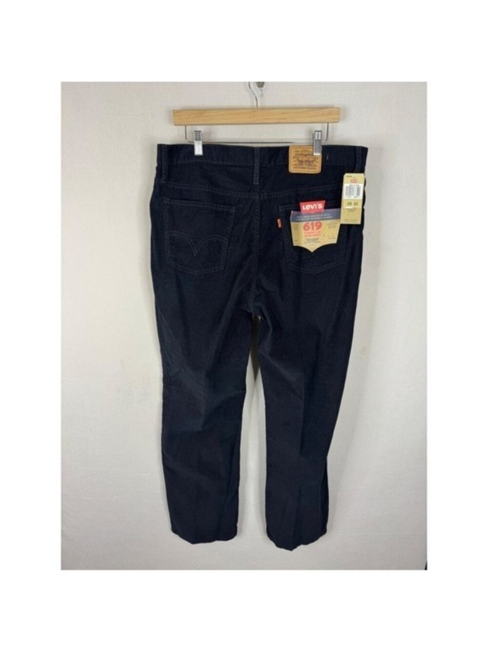 Levis 619 Straight Leg Corduroy Pants Mens 38x30 Black Orange Tab Y2K NEW